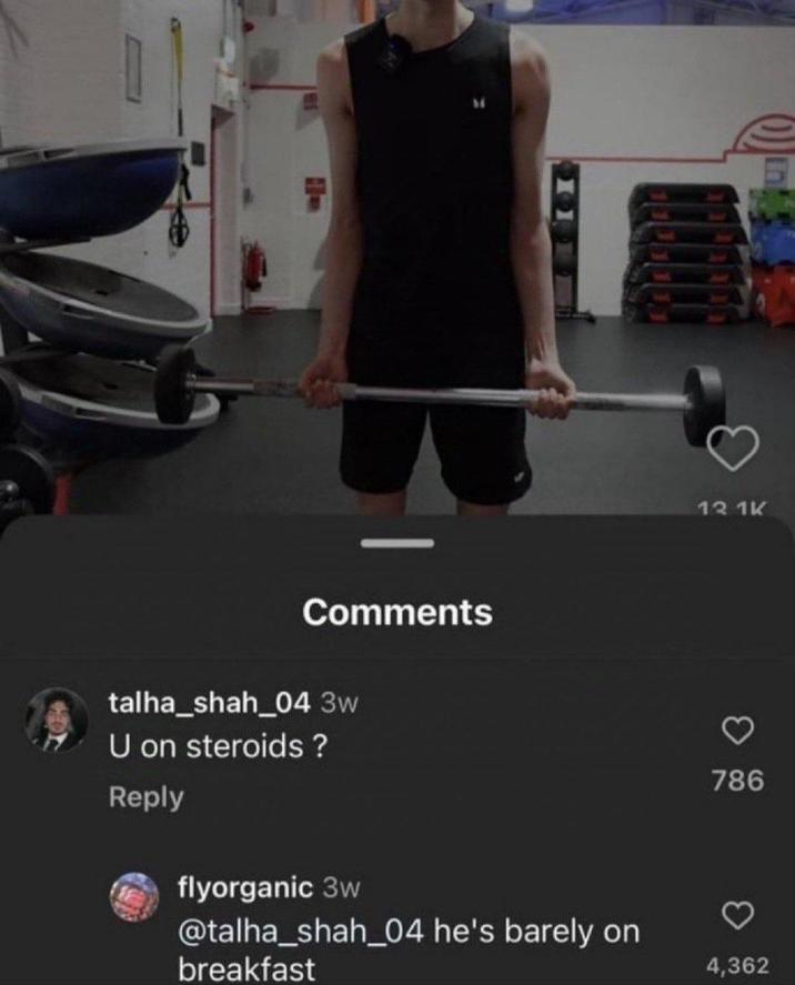 Comments talha_shah_04 3w U on steroids? Reply flyorganic 3w @talha_shah_04 he's barely on breakfast 12 1K 786 4,362