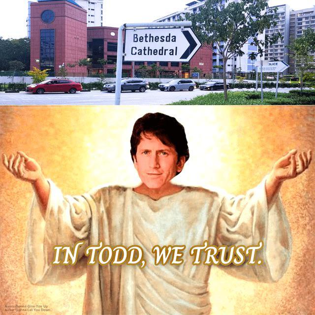 Never Donna Give You Up Never Gonna Let You Down Bethesda Cathedral IN TODD, WE TRUST >LICE