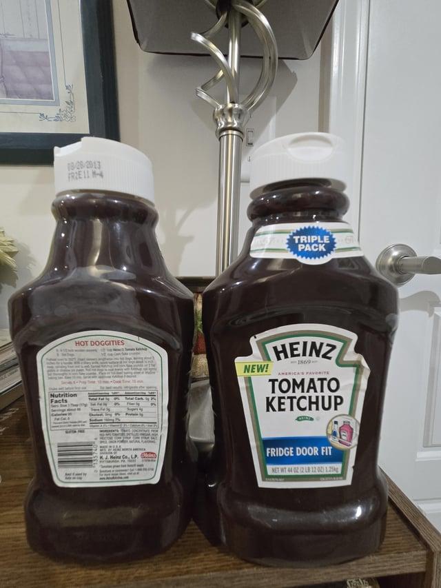 Nutrition Facts 18/28/2013 FREE 11 - HOT DOGGITIES NEW! TRIPLE PACK HEINZ 1869- AMERICA'S FAVORITE TOMATO KETCHUP Heine FRIDGE DOOR FIT NET WT 44 02 (2 LB 12 02) 1.25kg