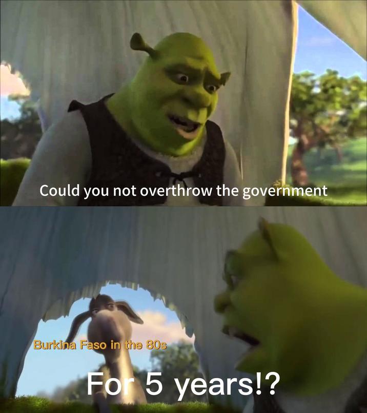 Could you not overthrow the government Burkina Faso in the 80s For 5 years!?