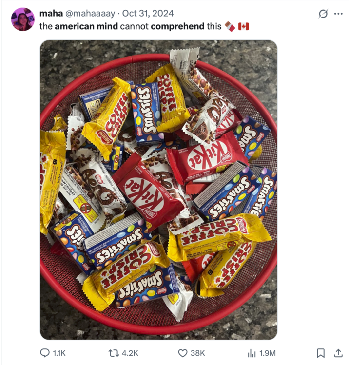 the american mind cannot comprehend this maha @mahaaaay Oct 31, 2024 SAVE INCE NET NOY YOU ... COFFEE SMASTIES E POUR SMASTIE Nestle 3 arachide 22 PREEN 800 387-4636 CENCE MESTLE CANADA INC NORTH YO OFFEE RISP SMASTIES Sme KitKat WAFER BAR GAUFRETTE A WAFER BAR GAUFRETTE Nestle INFORMATION NUTRITIONNELLE, COMPOSEZLE ENCE NESTLE CANADA INCESTA VEVEY, SWITZE NORTH YORK OF stle.ca 18scree sans arachide w.nest w.nestle.c ww.n Nestle ao, chocolat asme D. de nos C nces i THE AR Nestle Nestle SMASTIES CRETSE CRISP SMASTIES CANDY COATED MILK CHOCOLATE CHOCOLAT AU LAIT ENROE UNE COQUILLE DE SURE s at Phone: 1.1K 14.2K 38K III 1.9M ☐ 1