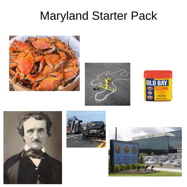Maryland Starter Pack CAUTION CAUTION IS NOU CONTRAL AYHER SECURITY MESS COMMAND AEMY DRY OLD BAY 1000 SEASONING For Seated, Poultry, Salads, Meats Save great tale over 70 year NET WT 6 02 (170)