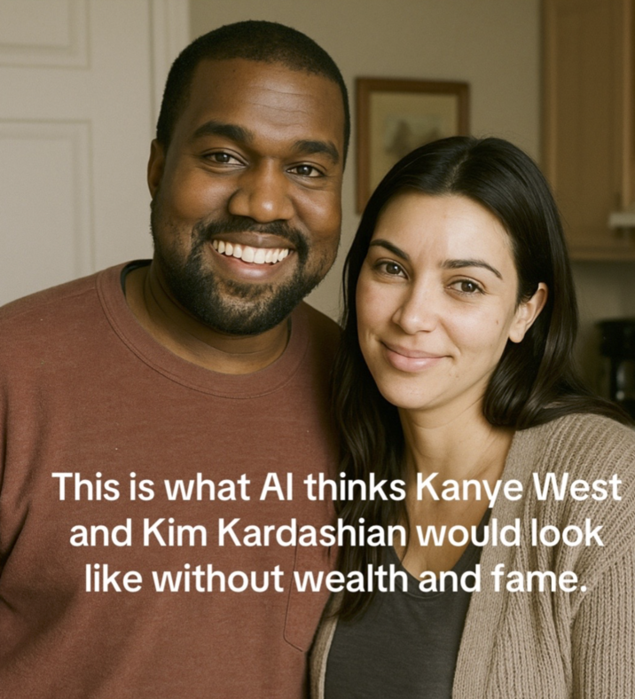 Kanye and Kim Kardashian This is what Al thinks Kanye West and Kim Kardashian would look like without wealth and fame.