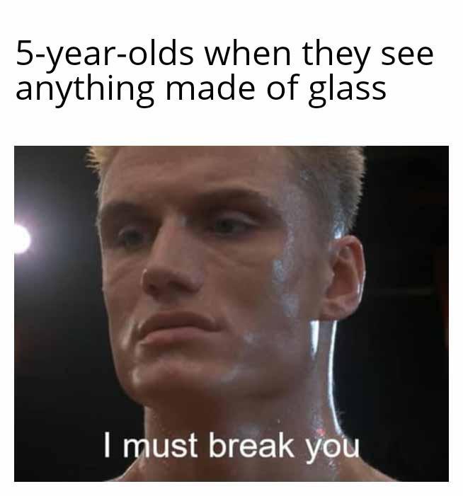 5-year-olds when they see anything made of glass. I must break you