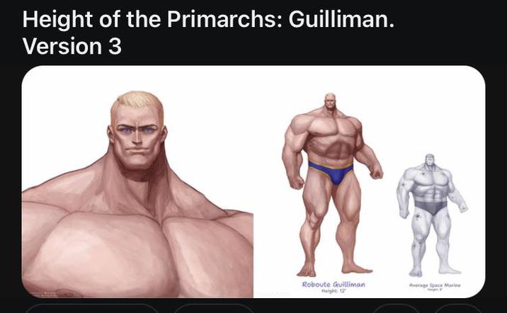 Height of the Primarchs: Guilliman. Version 3 Roboute Guilliman Average Space Marine Height: 12