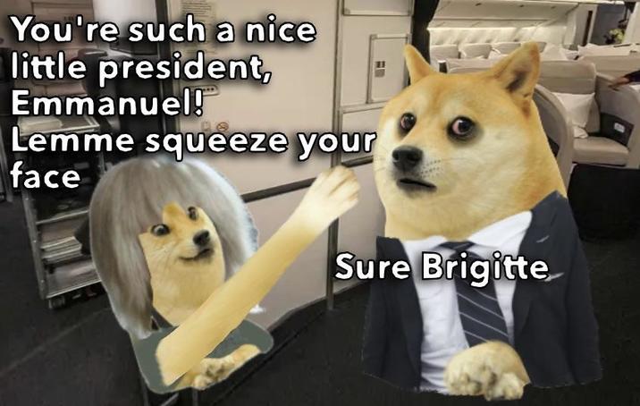 You're such a nice little president, Emmanuel! Lemme squeeze your face Sure Brigitte