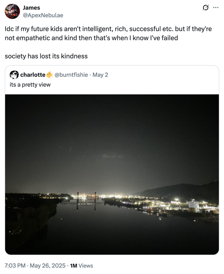 A "quote-tweet":https://knowyourmeme.com/memes/quote-retweets-qrts of Charlotte Fosgate's "It's a Pretty View" tweet made before her purported suicide, in which the user condemns the transphobc remarks made against her.