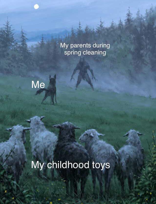 Me My parents during spring cleaning My childhood toys