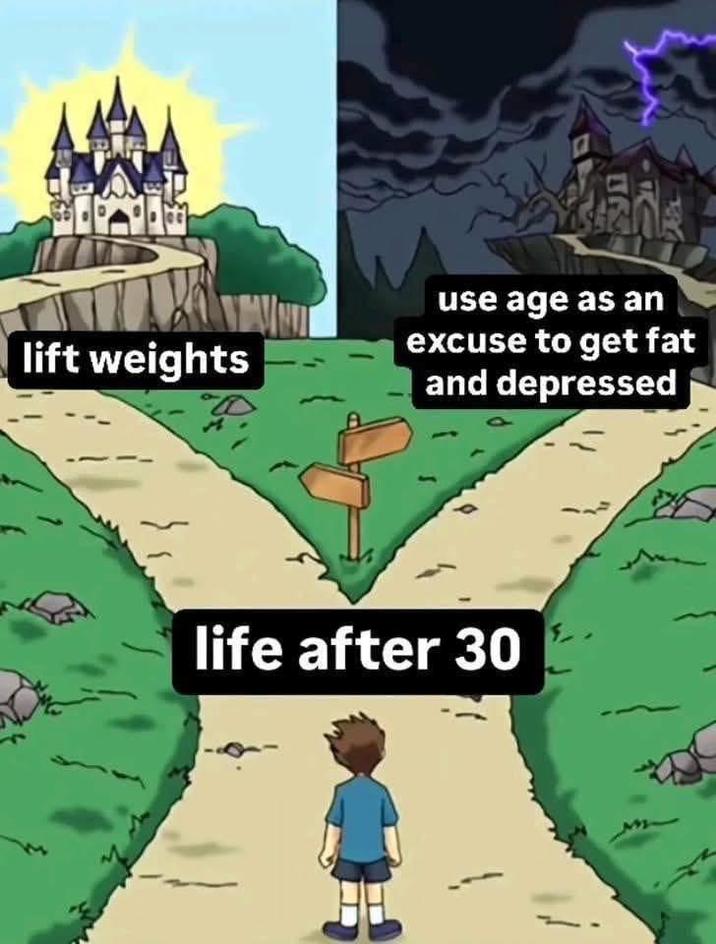 lift weights OR 38844 use age as an excuse to get fat and depressed life after 30