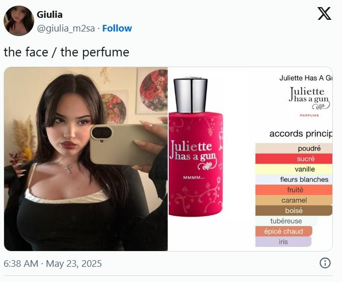 Original tweet that started the The Face vs. The Perfume trend
