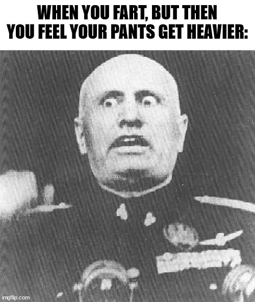 WHEN YOU FART, BUT THEN YOU FEEL YOUR PANTS GET HEAVIER: imgflip.com