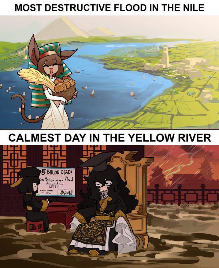 MOST DESTRUCTIVE FLOOD IN THE NILE CALMEST DAY IN THE YELLOW RIVER 5 BILLION DEAD! flood on Yellow river Mandate of hemen LOST!!!
