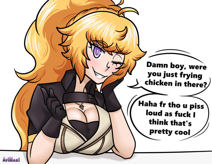 AFIMAKI 00 Damn boy, were you just frying chicken in there? Haha fr tho u piss loud as f--- I think that's pretty cool