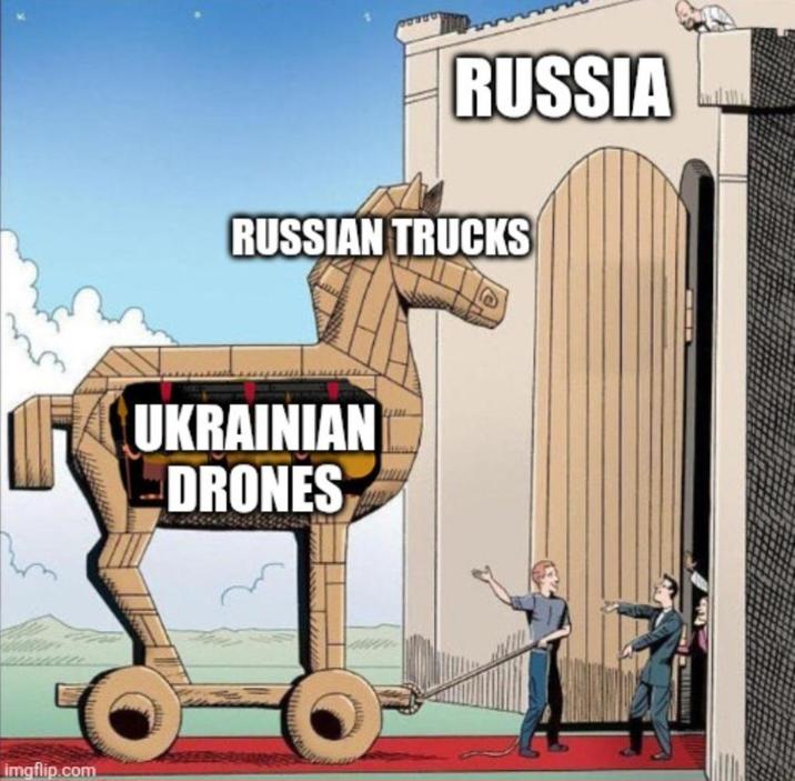 imgflip.com RUSSIA RUSSIAN TRUCKS UKRAINIAN DRONES O
