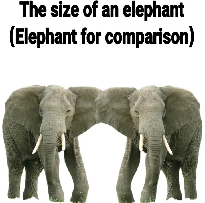 The size of an elephant (Elephant for comparison)