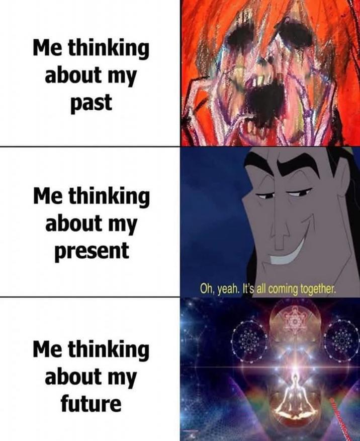 Me thinking about my past Me thinking about my present Me thinking about my future Oh, yeah. It's all coming together. DiphoneWizard