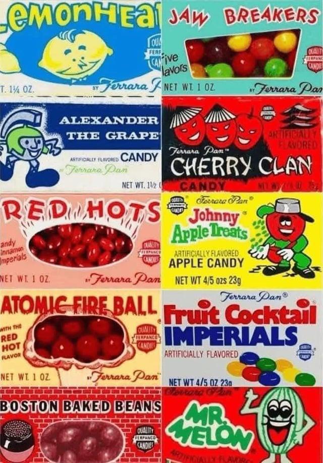 LemonHE JAM BREAKERS QUA FERF CANIVE lavors QUALIT CANDIE T. 1 OZ. Ferrara FNET WI 1 OZ Ferrara Par ALEXANDER THE GRAPE 奶 Ferrara Pan ARTIFICIALLY FLAVORED CANDY Ferrara Pan ARTIFICIALLY FLAVORED CHERRY CLAN NET WT. 11/2 CANDY NET WY07 Ferrara Pan RED HOTS Johnny andy innamon Imperials & QUALITY CANDRES ARTIFICIALLY FLAVORED APPLE CANDY NET WT 1 OZ. Ferrara Pan NET WT 4/5 ozs 23g Ferrara Pan® ATOMIC FIRE BALL Fruit Cocktail WITH THE RED HOT FLAVOR QUALITY IMPERIALS ARTIFICIALLY FLAVORED NET WT 1 OZ CANDIES Ferrara Pan NET WT 4/5 07 230 Cerrara Pan BOSTON BAKED BEANS MR QUALITY FERPANCO CANDIES MELO ARTIFI AVOR