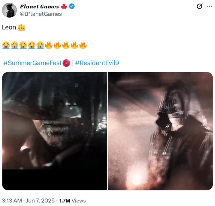 Leon Planet Games @IPlanetGames #SummerGameFest | #ResidentEvil9 . 3:13 AM Jun 7, 2025 1.7M Views ...