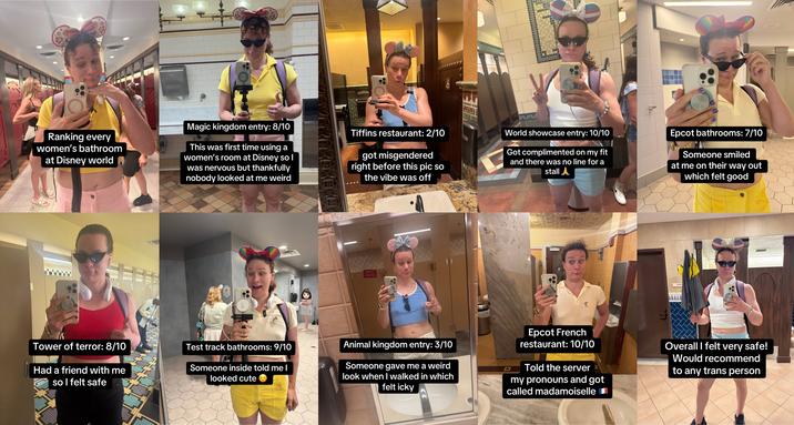 The contents of Lilly Tino's video "Ranking Every Women's Bathroom at Disney World." The video was posted in May 2025.