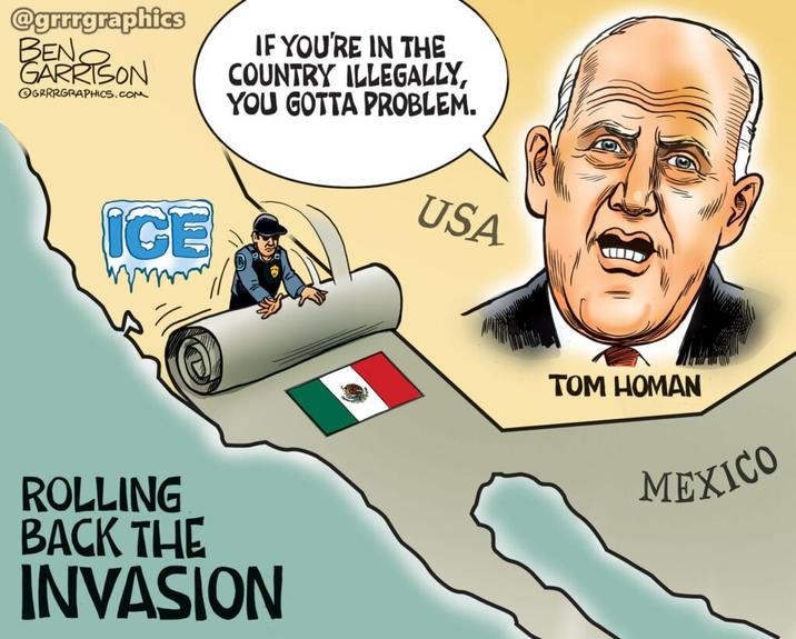 Democrats such as Newsom claim the anti-ICE rioting in Los Angeles is nothing but a “peaceful protest.” California lefties are pleading for us to accept illegal migrants and treat them with acceptance. Some of those migrants may indeed be peaceful, but they still broke the law. Many illegal aliens are career criminals. All need to go back to their country of origin. This is what Thomas Homan, Executive Associate Director, Enforcement and Removal Operations is working on. It’s not just talking with Homan—he is a man who enforces the law and gets the job done. 
The Democrats love the phase ‘no one is above the law,’ but illegal immigrants certainly are above the law. They are showered with freebies and benefits while regular citizens are treated as if they belong to a lower caste. The illegals love the countries they escaped from and they proudly and vigorously wave their foreign flags here in America. These are people who do not want to assimilate—only take and divide. If they loved their own counties so much, why did they illegally come here in the first place?
Are our country’s laws valid or not? The Democrats want the status quo and keep illegal immigrants in their sanctuary cities. They applaud the law-breaking invasion because they see an army of future Democrat voters. They want socialism and hope to bring it about by means of division and societal breakdown. What’s more divisive than allowing illegals from countries that do not share our culture, speak English, or respect our laws?
If the Democrats reject the enforcement of our border law, then they are free to change it. They need to elect more far-left politicians to Congress and try to void the existing law—perhaps they can make it legal for anyone from anywhere in the world to stroll across our borders without fear of arrest. Until that happens the President is required to enforce our existing border law, which is anchored in logic and reason. Trump and Homan have a duty to protect the citizens from the crime, chaos, and calamity brought in by the foreign invasion allowed by Biden.
on the side of justice. They sanctimoniously imply their ‘immigrant neighbors’ are just like citizens and thus allowed to stay put. Their ludicrous claim lacks any legal basis. The Democrats have no legal standing simply because they do not like a particular law. Protestors can’t break the law, either.  Despite open displays of violence, the Democrats insist their protests are ‘peaceful.’ 
—The GrrrTeam