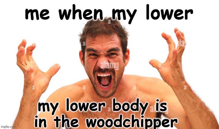 me when my lower a alamy imgflip.com my lower body is in the woodchipper la