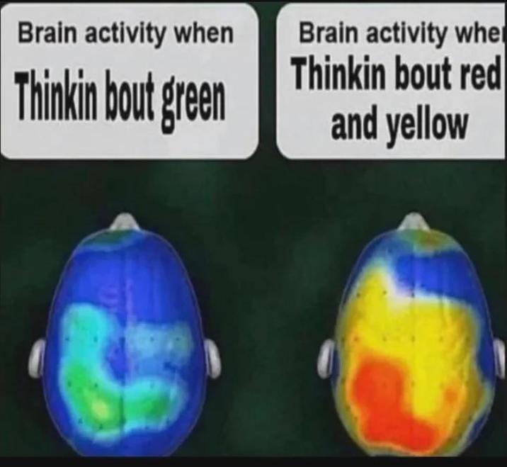 Brain activity when Thinkin bout green Brain activity whe Thinkin bout red and yellow