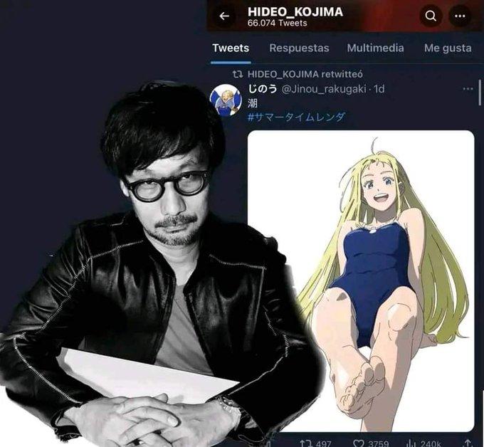 Hideo Kojima Retweeting Foot Fetish Content A screenshot purportedly showing Hideo Kojima retweeting foot content. The screenshot's veracity is unconfirmed.