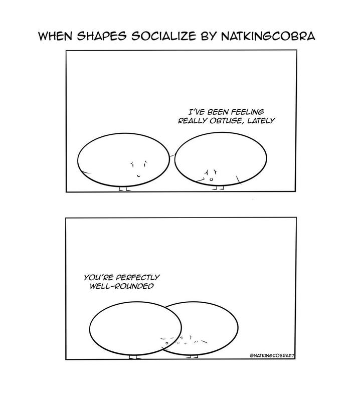 WHEN SHAPES SOCIALIZE BY NATKINGCOBRA YOU'RE PERFECTLY WELL-ROUNDED I'VE BEEN FEELING REALLY OBTUSE, LATELY ONATKINGCOBRA117