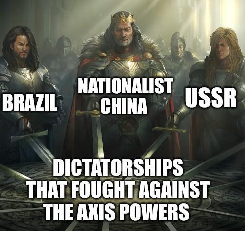 BRAZIL NATIONALIST CHINA USSR DICTATORSHIPS THAT FOUGHT AGAINST THE AXIS POWERS