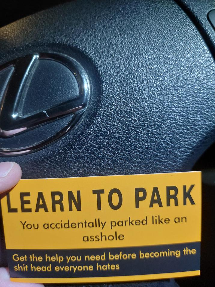 LEARN TO PARK You accidentally parked like an a------ Get the help you need before becoming the s--- head everyone hates
