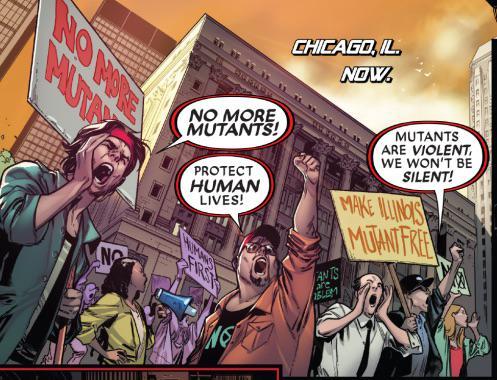 MUTA NO MORE NO MORE MUTANTS! CHICAGO, IL NOW. MUTANTS ARE VIOLENT WE WON'T BE SILENT! PROTECT HUMAN LIVES! MAKE ILLINOIS NO FIRST ANTS are BLEM MUTANT FREE