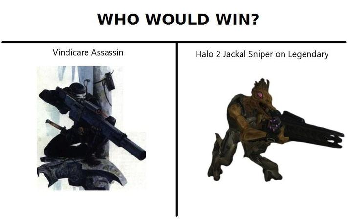 WHO WOULD WIN? Vindicare Assassin Halo 2 Jackal Sniper on Legendary