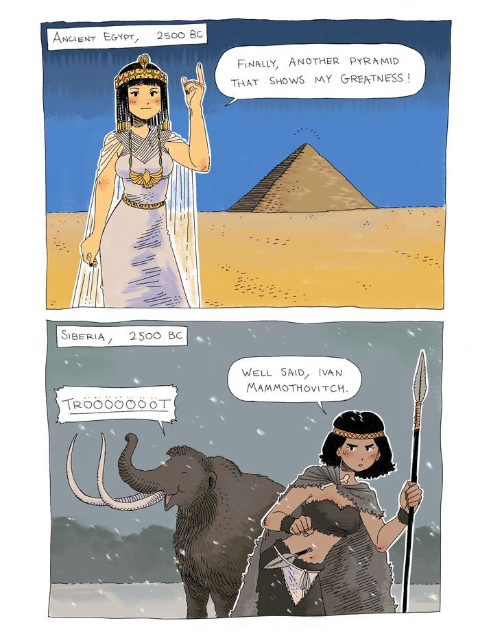 ANCIENT EGYPT, 2500 BC FINALLY, ANOTHER PYRAMID THAT SHOWS MY GREATNESS! SIBERIA/ 2500 BC WELL SAID, IVAN MAMMOTHOVITCH. TROO T