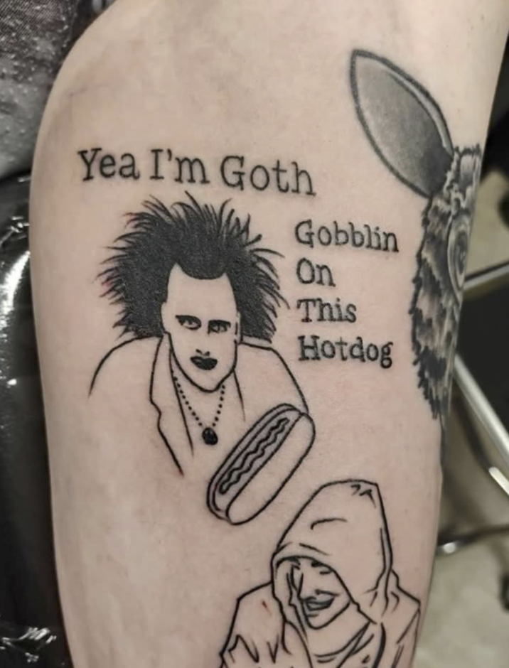 Yea I'm Goth Gobblin On This Hotdog