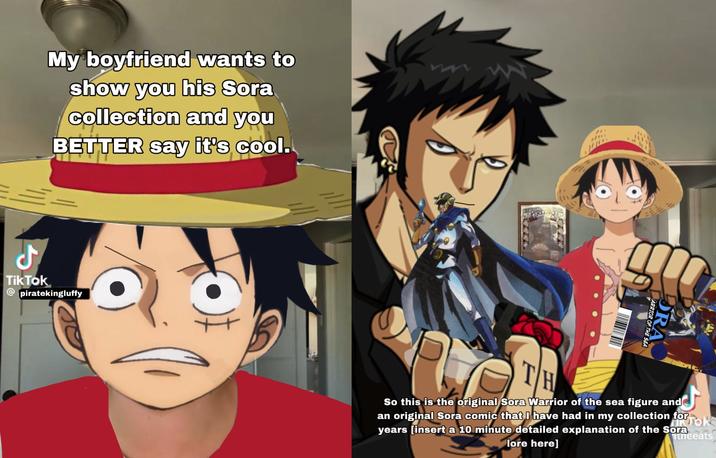 A comic by X user @toraoing. The comic references "One Piece."