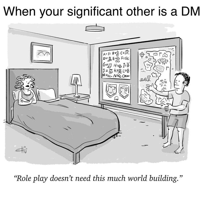 When your significant other is a DM A=S: B= C= D= JL E-p³ F-Ge G=√13 H=1=11- J = k = JCL=8 M= N=C Aðf M His "Role play doesn't need this much world building."