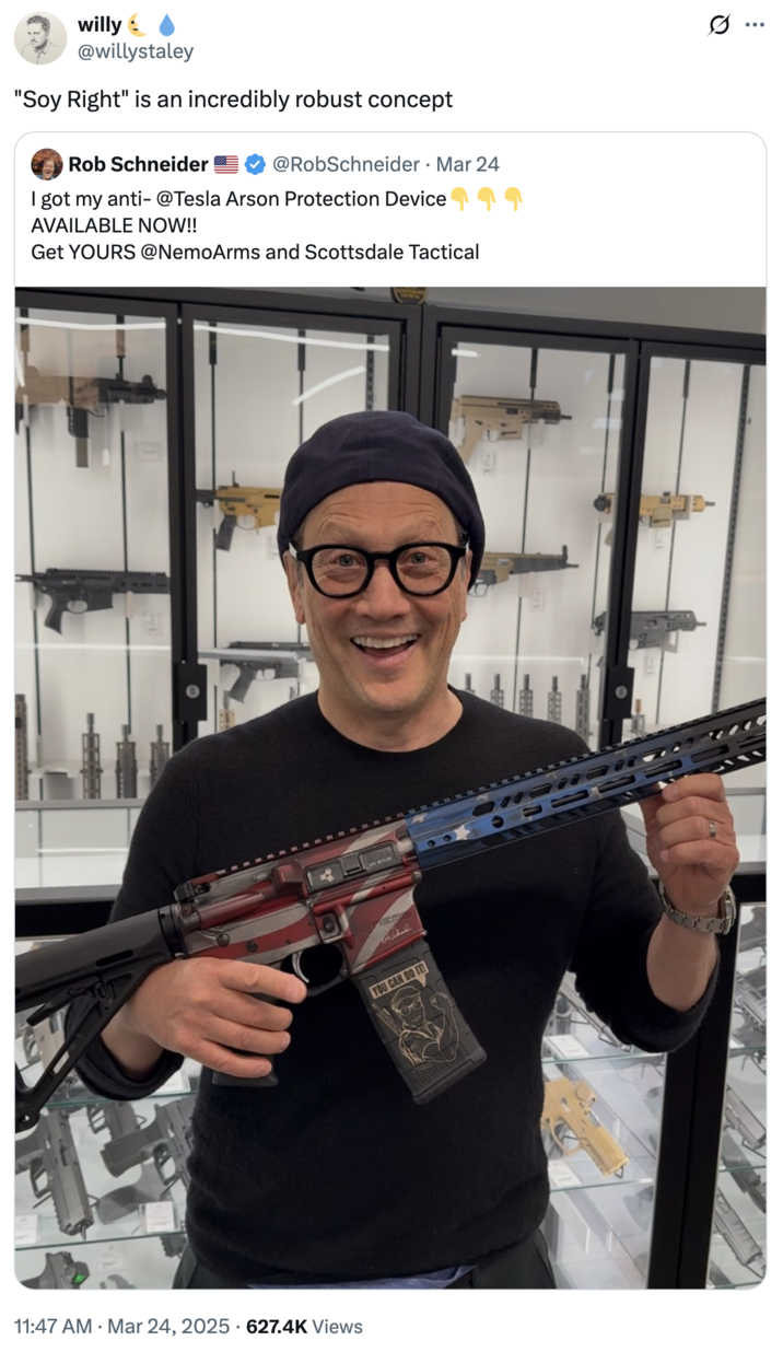 Rob Schneider Soy Right Boy A "quote-tweet":https://knowyourmeme.com/memes/quote-retweets-qrts making fun of actor Rob Schneider for being "Soy Right."