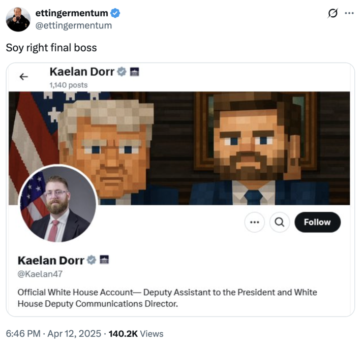 Soy right final boss A "tweet":https://knowyourmeme.com/memes/sites/twitter-x about Kaelan Dorr being the "Soy Right final boss."