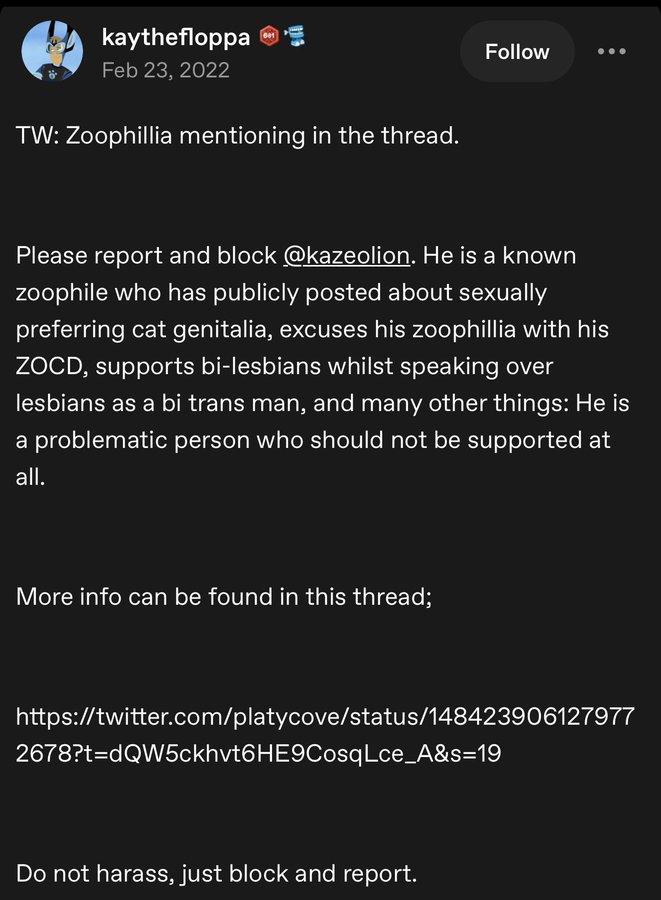 A screenshot claiming that KazeoLion is a zoo.