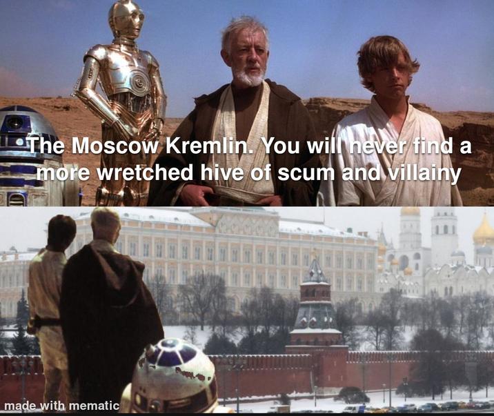 The Moscow Kremlin. You will never find a more wretched hive of scum and villainy made with mematic