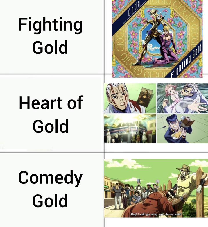 Fighting Gold Heart of Gold OWSON GIO GIOGIO Coda Comedy Gold Hey! I said go away, you damn brats! GIOGIO GIOG Fighting Gold