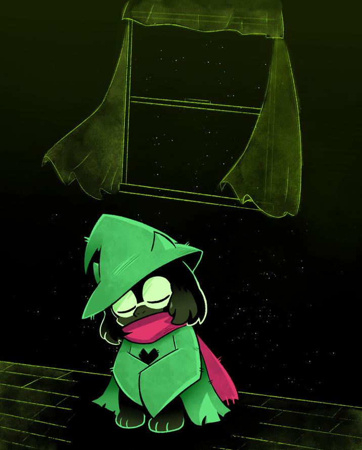 Ralsei sleeping in his empty room