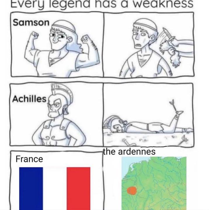 Every legend has a weakness Samson & Achilles the ardennes France