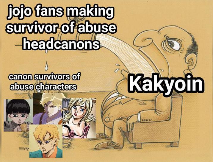 jojo fans making survivor of abuse headcanons canon survivors of abuse characters Kakyoin BAY 000