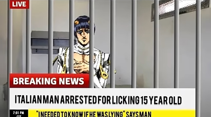 LIVE BREAKING NEWS ITALIAN MAN ARRESTED FOR LICKING 15 YEAR OLD 7:01 PM "INEEDED TO KNOW IF HE WAS LYING" SAYS MAN EST