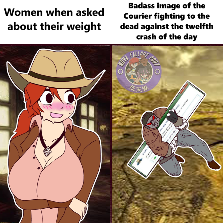 Women when asked about their weight Badass image of the Courier fighting to the dead against the twelfth crash of the day FALLANT Fallout NV Fallo A pro corre 4 NEVA NOVA FALLOUT 2097 在天堂 2097 ing lose the gra e pr top working stoppe e progra