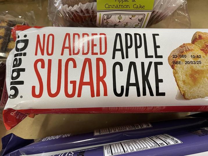 apple Cinnamon Cake APP NO ADDED APPLE SUGAR CAKE 23-080 10:42 BBE: 20/03/25 E daddy ON ફ્લો | 13 || હ tion Facts