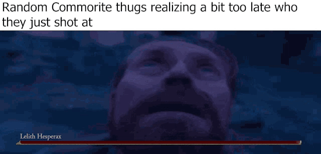 Random Commorite thugs realizing a bit too late who they just shot at Lelith Hesperax