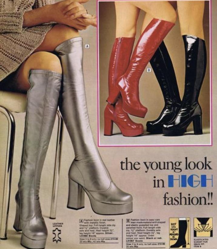 A B the young look in HIGH fashion!! LEATHER UPPERS Fashion back in real leather with metalic fries, Shiped So Furth side zip and platforme, Duiable sole and heel Haul fight 31% leg height 18 approx Silver L1000 Boots Sees 3 to 8 only, 15-59 292040 was 40p Fashion boat in easy-came man-madamatesalwithshaped and alastic guasted top a panelled bant. Full-ispth side ap platform. Durable sole and heel Heel height 31, leg height 16 appres. Onder colour you want Black or red. LH067 Boots Sa 2 to Boy no half-sim 10-99 20 wis Mp boor பO HEIGHT MEASURES A DOWN ELASTICATED GUSSET FOR SNUG FIT ITEM R