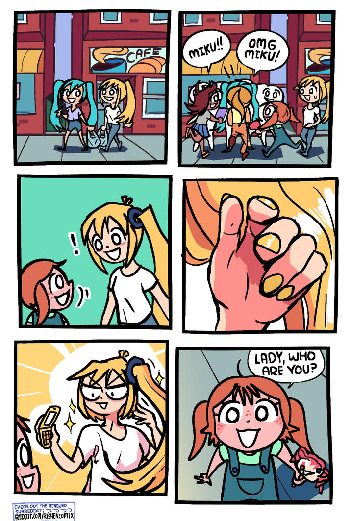 CHECK OUT THE RENEWED SUBREDDIT: RRD REDDIT.COM/R/SHENCOMIX G CAFE MIKU!! OMG MIKU! 00 LADY, WHO ARE YOU?